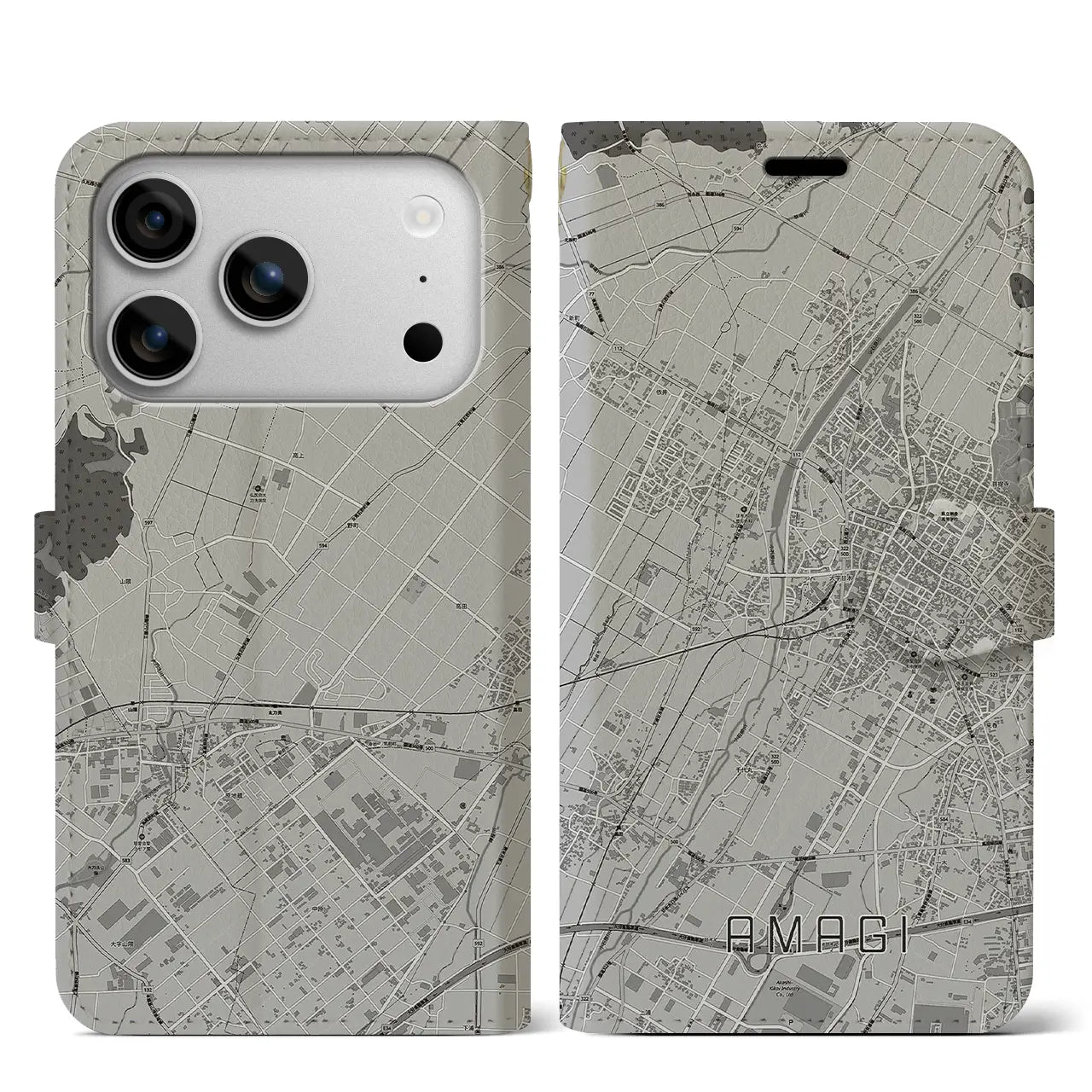 【甘木(福岡県)】地図柄iPhoneケース(手帳タイプ)