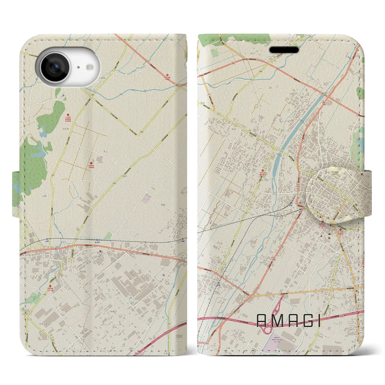 【甘木(福岡県)】地図柄iPhoneケース(手帳タイプ)