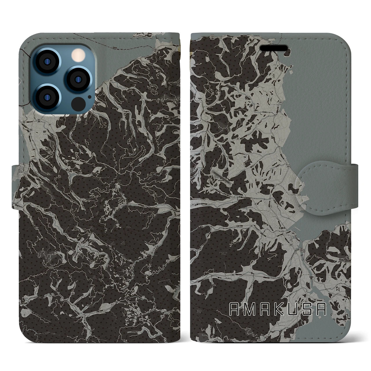 【天草(熊本県)】地図柄iPhoneケース(手帳タイプ)