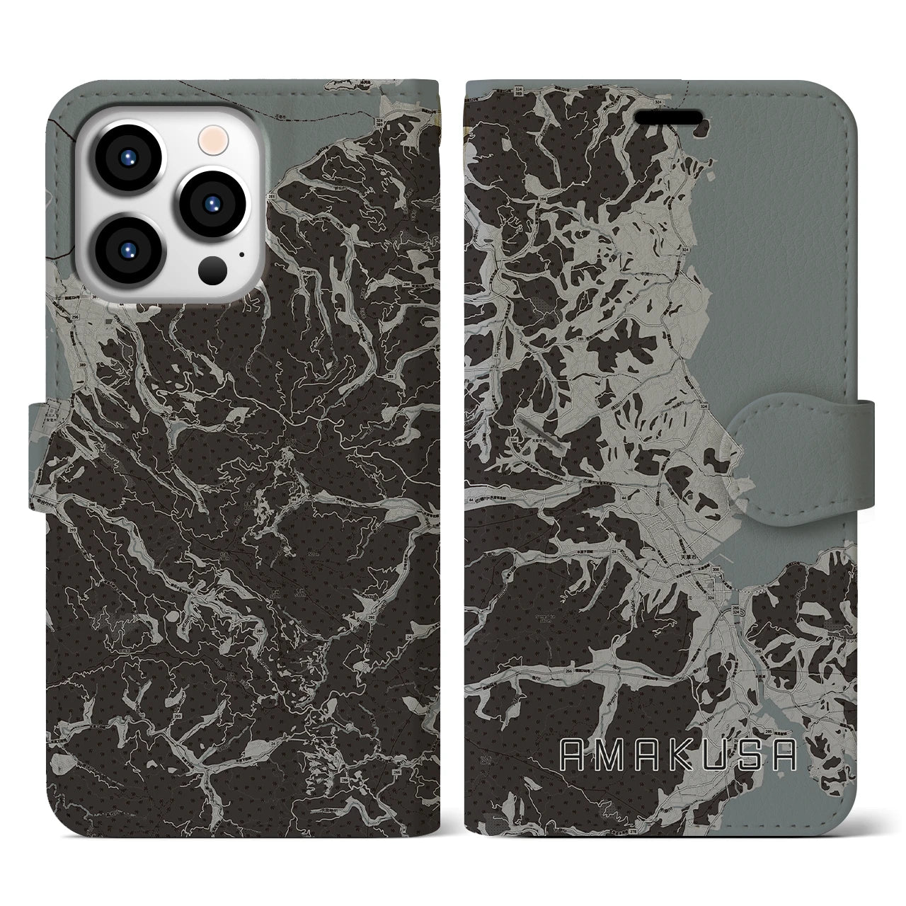 【天草(熊本県)】地図柄iPhoneケース(手帳タイプ)