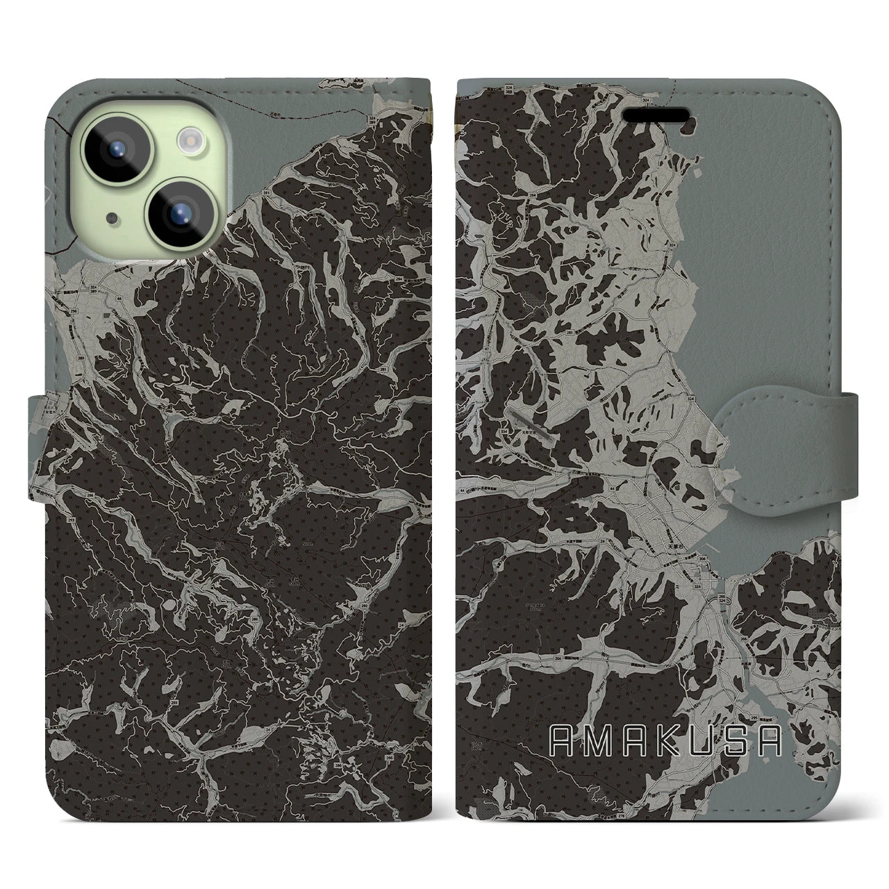 【天草(熊本県)】地図柄iPhoneケース(手帳タイプ)