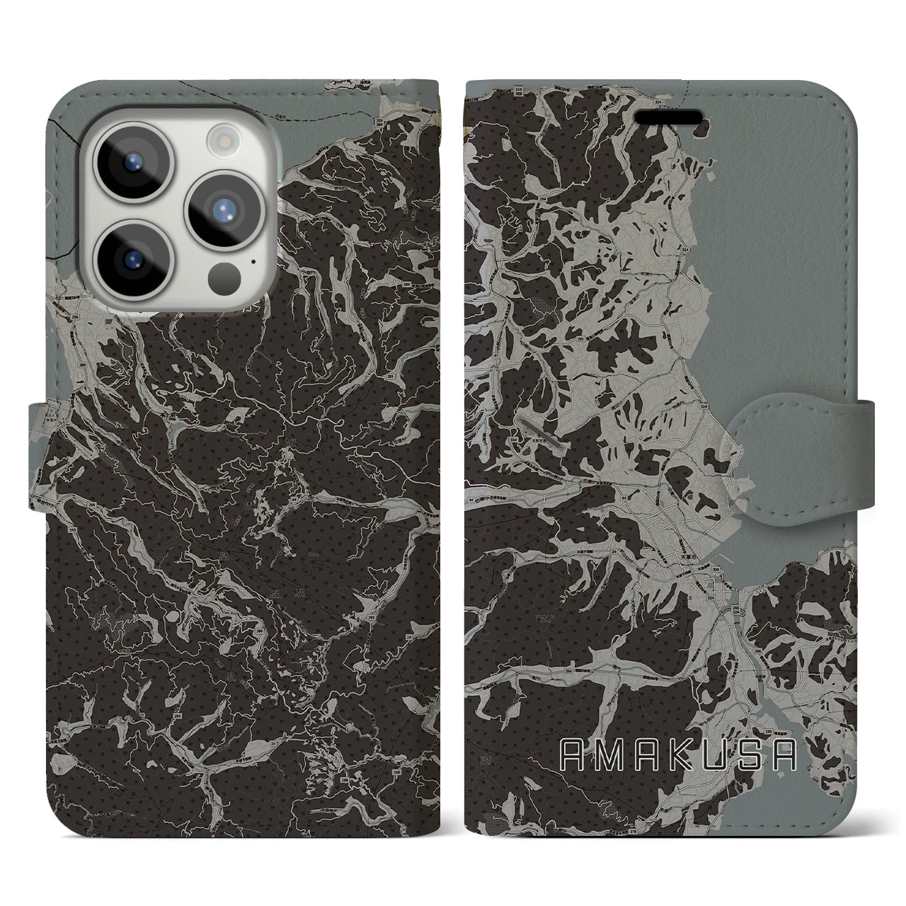 【天草(熊本県)】地図柄iPhoneケース(手帳タイプ)