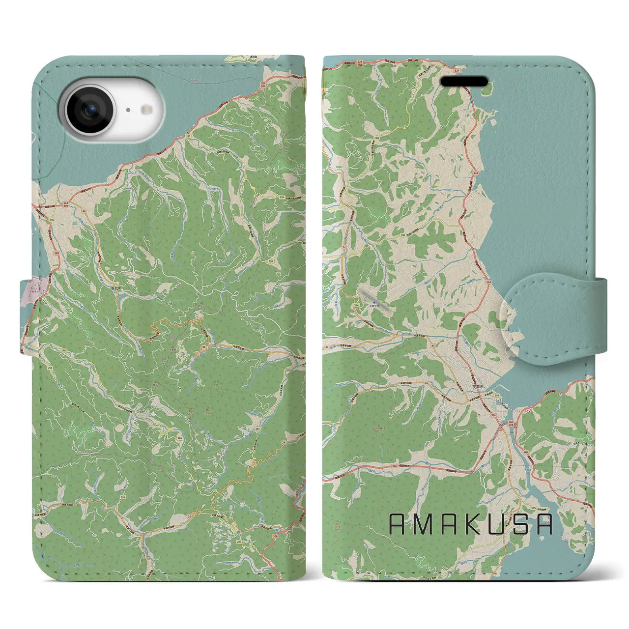 【天草(熊本県)】地図柄iPhoneケース(手帳タイプ)