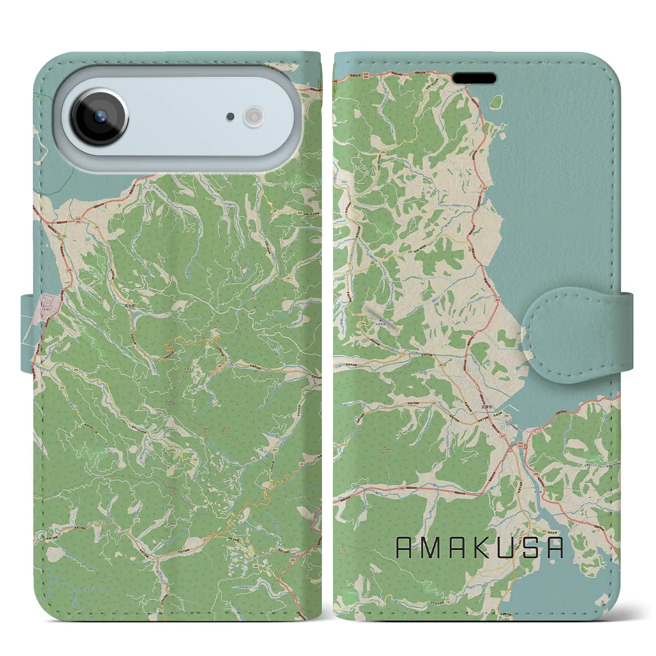 【天草(熊本県)】地図柄iPhoneケース(手帳タイプ)