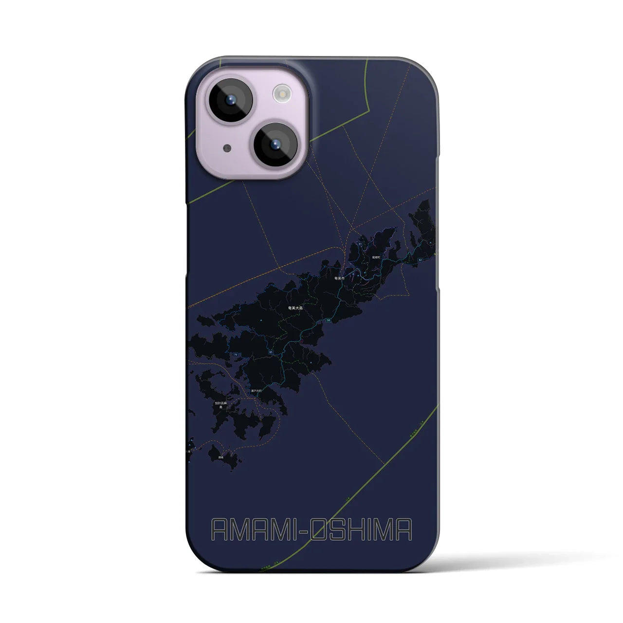 【奄美大島(鹿児島県)】地図柄iPhoneケース(バックカバータイプ)