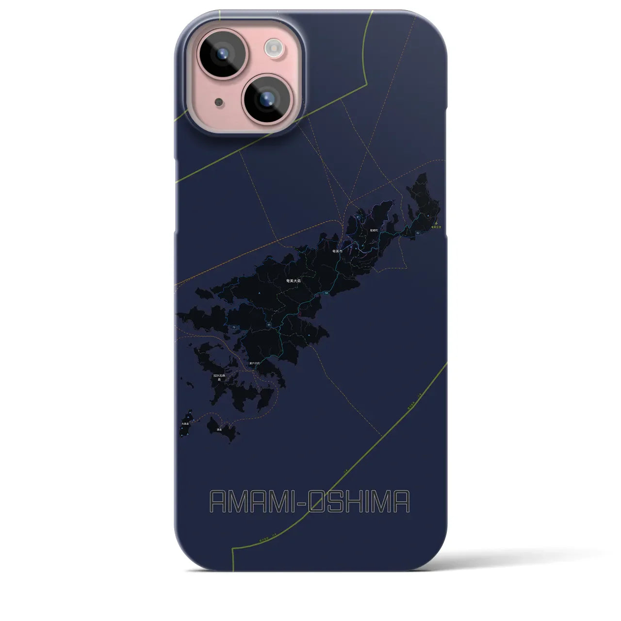 【奄美大島(鹿児島県)】地図柄iPhoneケース(バックカバータイプ)