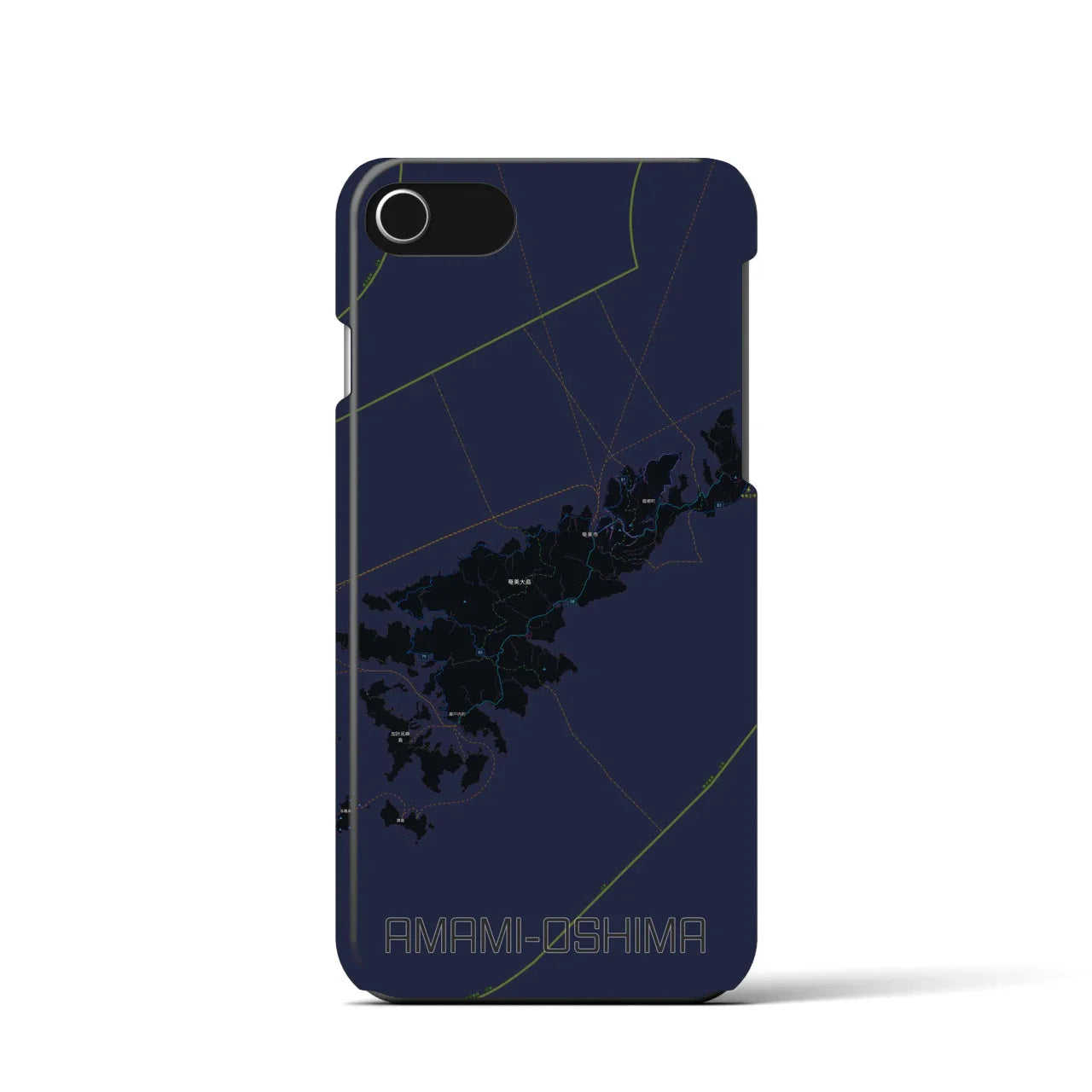 【奄美大島(鹿児島県)】地図柄iPhoneケース(バックカバータイプ)