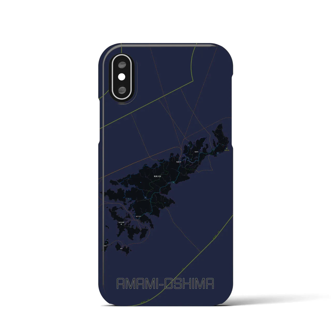【奄美大島(鹿児島県)】地図柄iPhoneケース(バックカバータイプ)