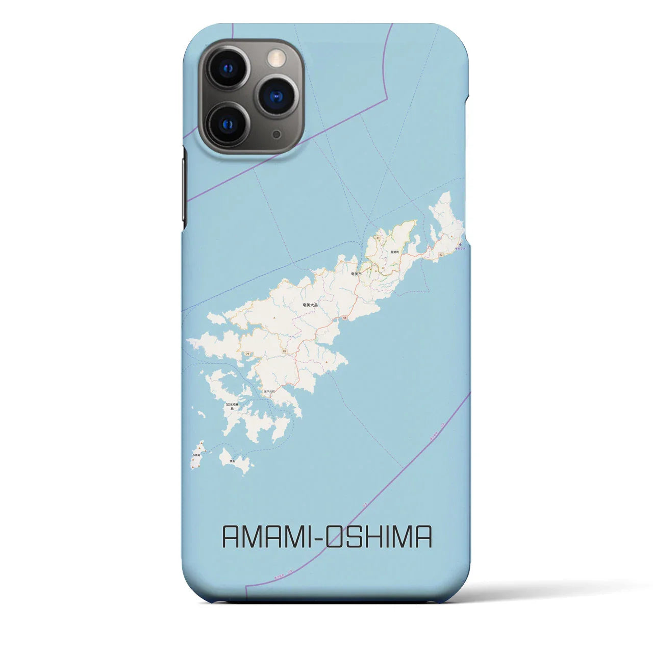 【奄美大島(鹿児島県)】地図柄iPhoneケース(バックカバータイプ)