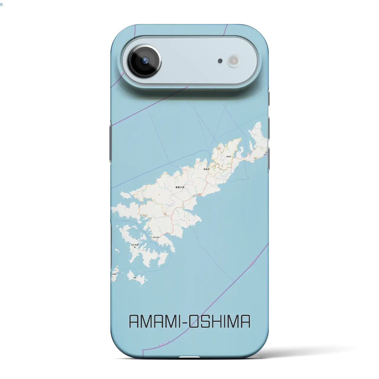 【奄美大島(鹿児島県)】地図柄iPhoneケース(バックカバータイプ)ブラック・iPhone 17 Pro Max 用