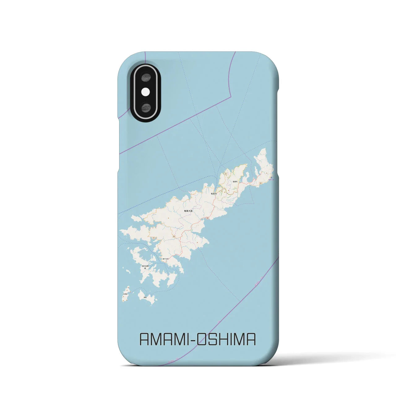 【奄美大島(鹿児島県)】地図柄iPhoneケース(バックカバータイプ)