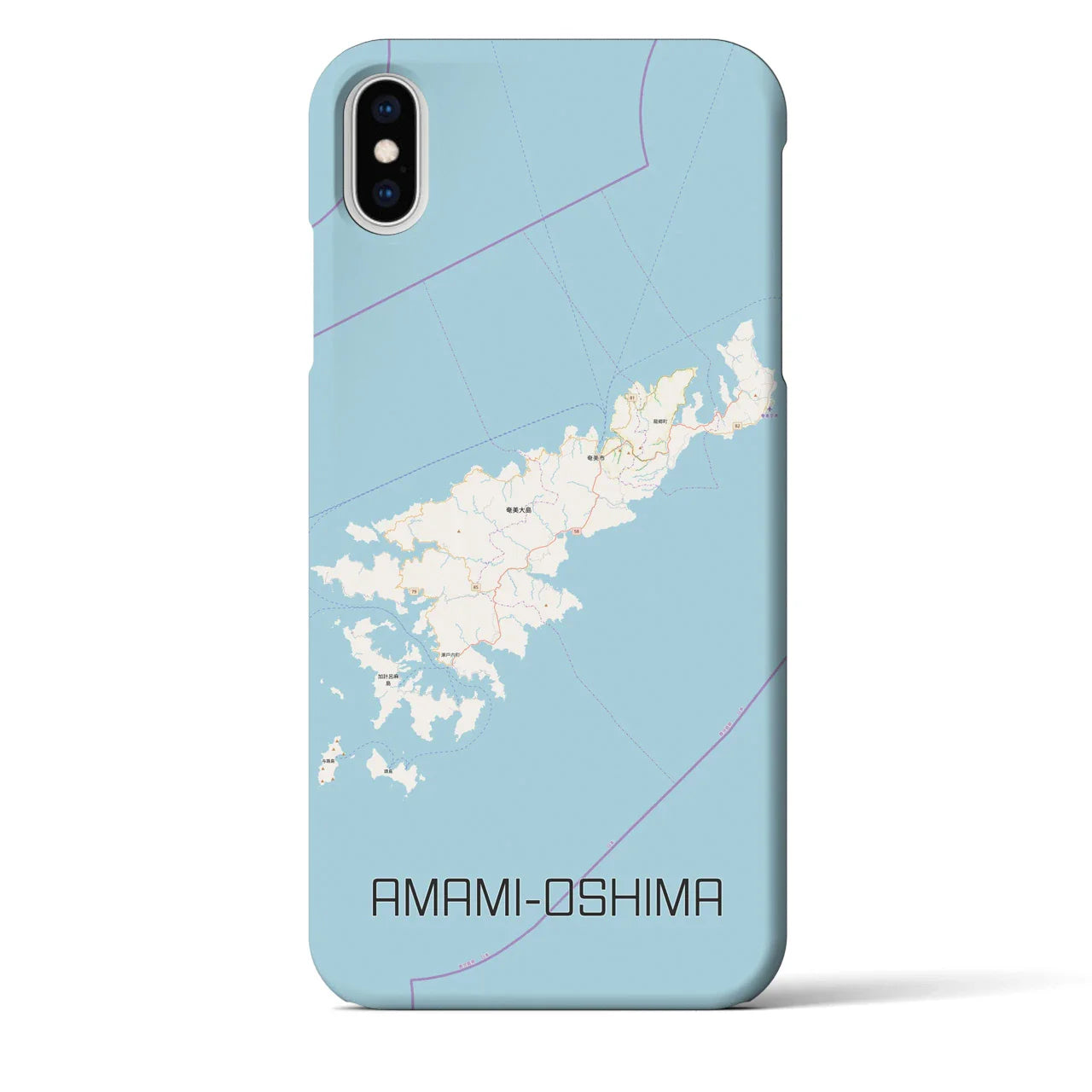 【奄美大島(鹿児島県)】地図柄iPhoneケース(バックカバータイプ)