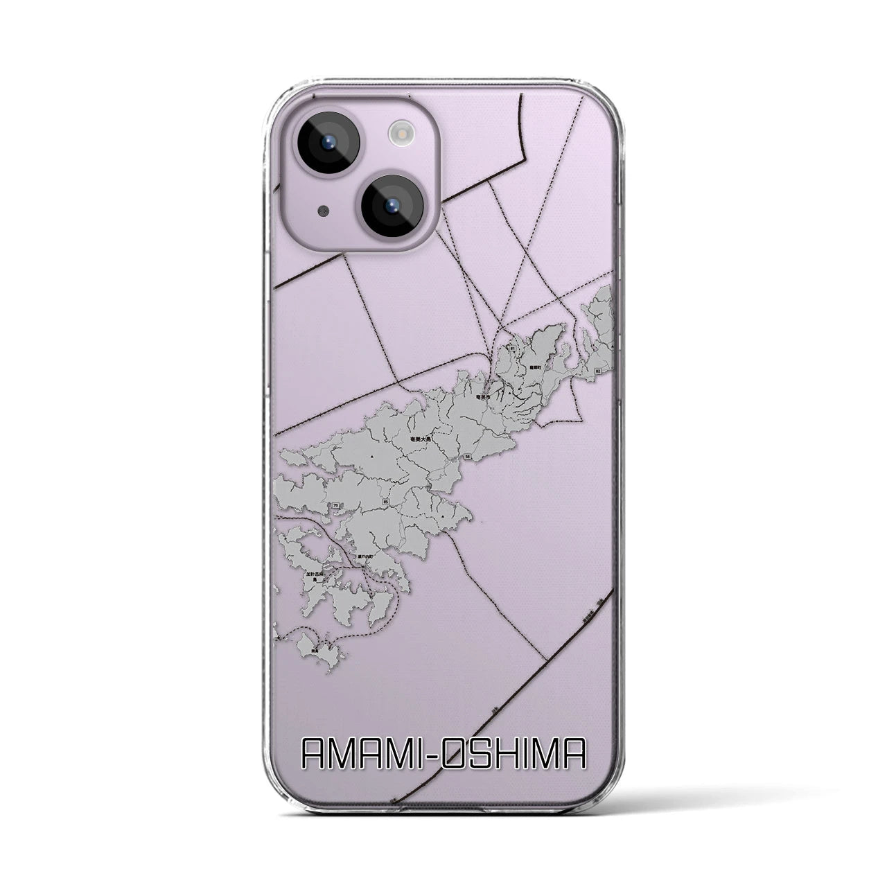 【奄美大島(鹿児島県)】地図柄iPhoneケース(クリアタイプ)
