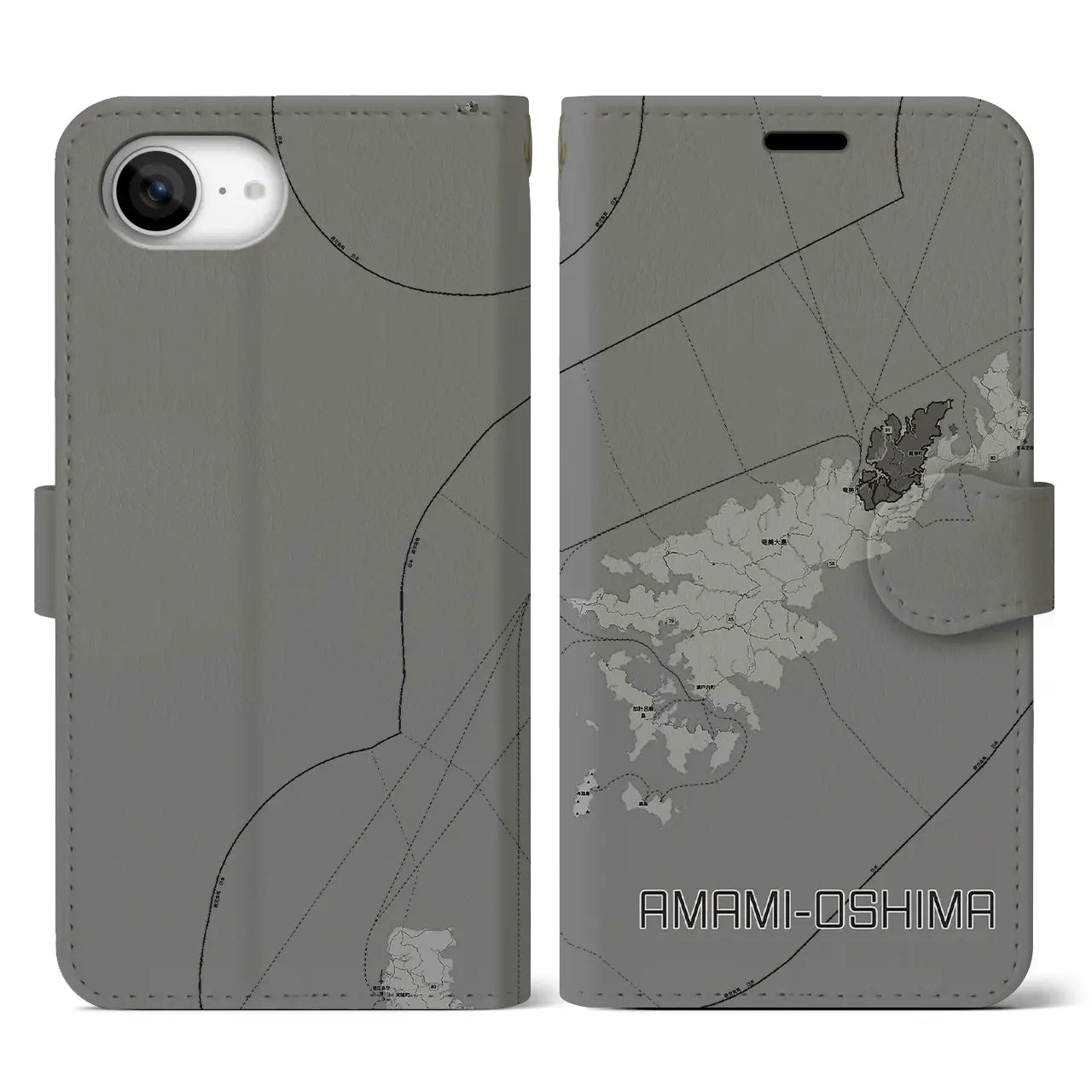 【奄美大島(鹿児島県)】地図柄iPhoneケース(手帳タイプ)