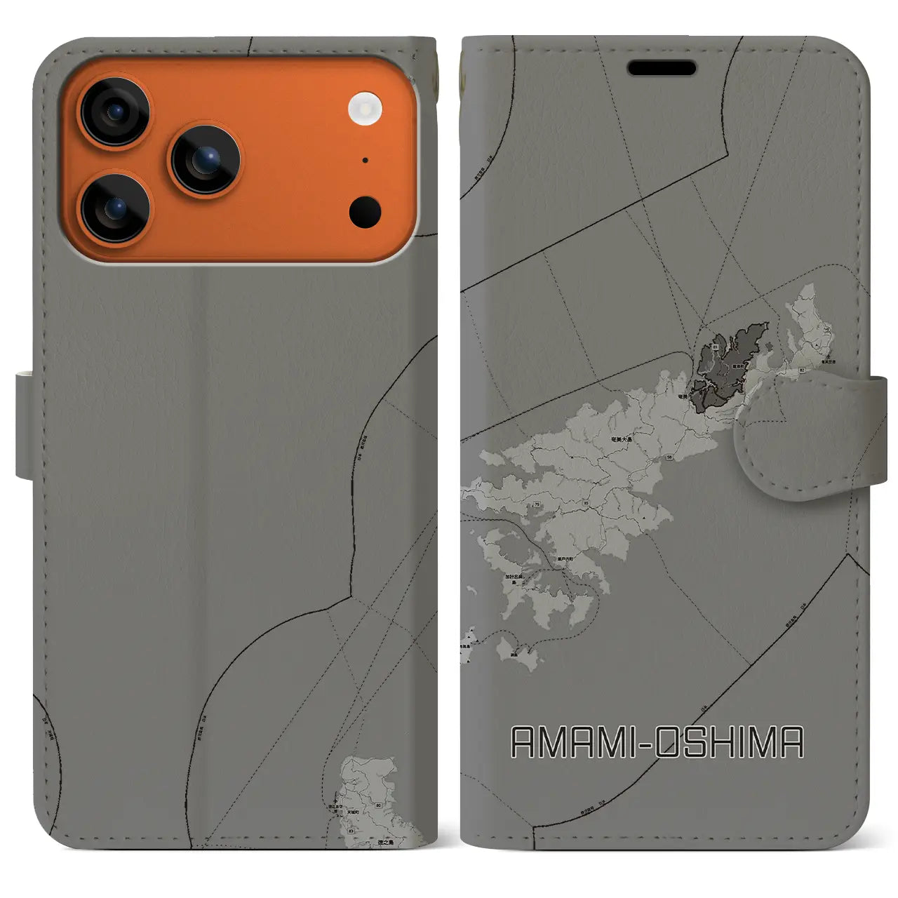 【奄美大島(鹿児島県)】地図柄iPhoneケース(手帳タイプ)