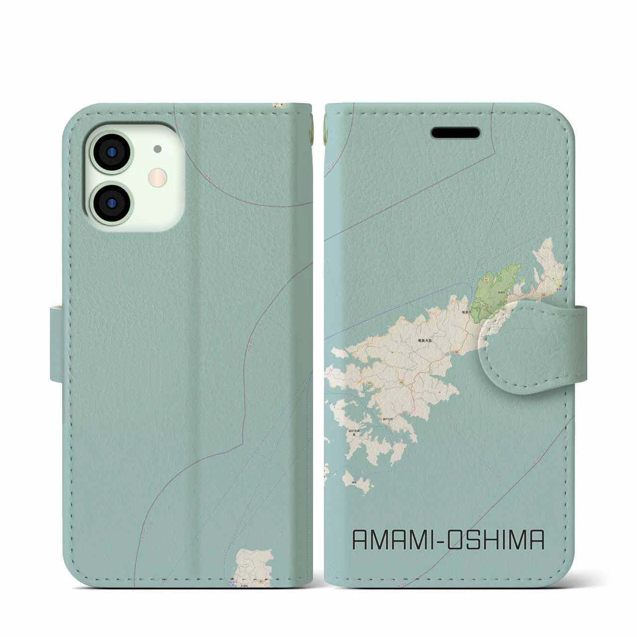 【奄美大島(鹿児島県)】地図柄iPhoneケース(手帳タイプ)