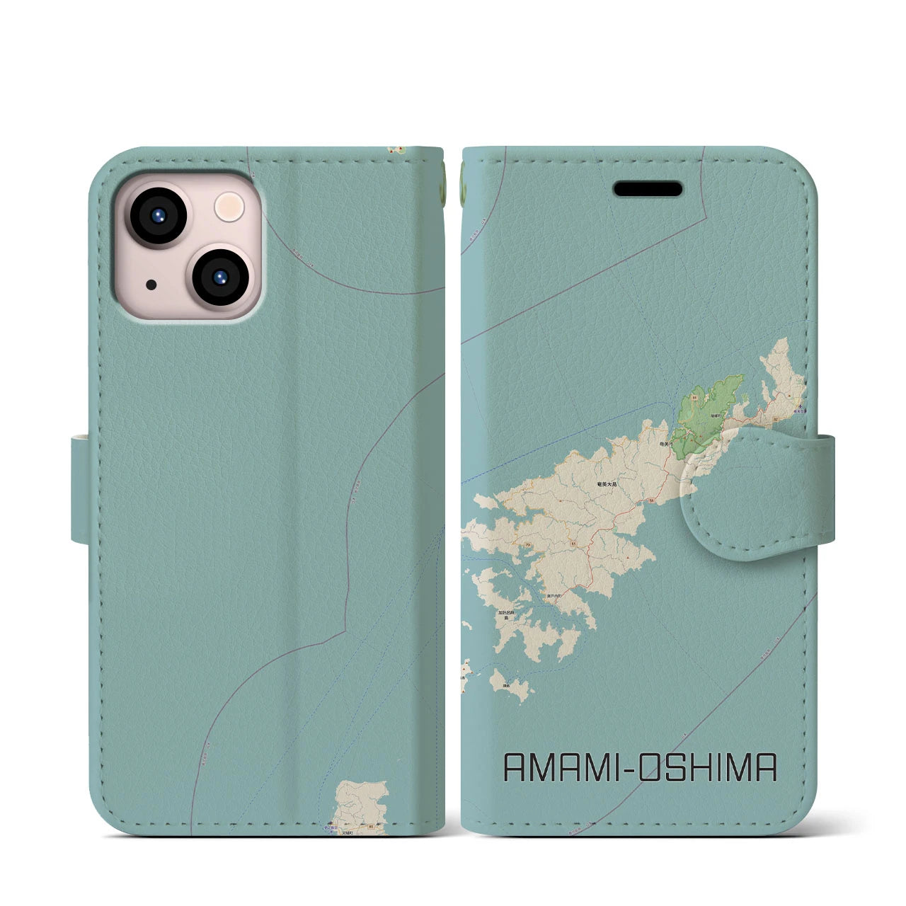 【奄美大島(鹿児島県)】地図柄iPhoneケース(手帳タイプ)