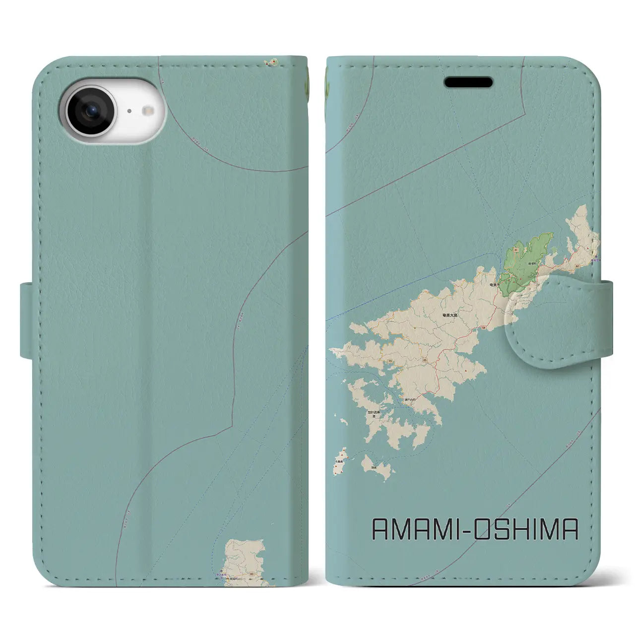 【奄美大島(鹿児島県)】地図柄iPhoneケース(手帳タイプ)