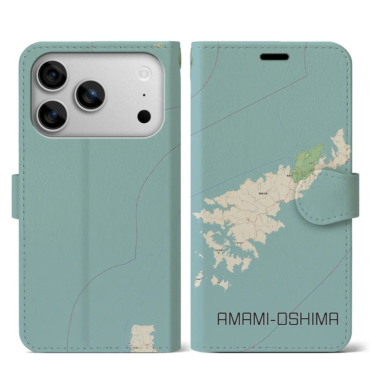 【奄美大島(鹿児島県)】地図柄iPhoneケース(手帳タイプ)