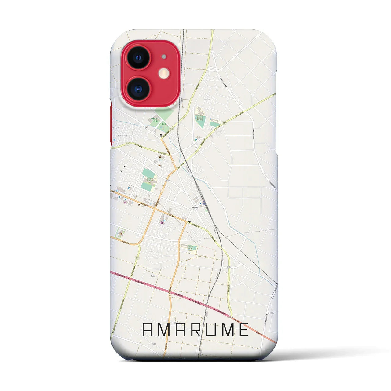 【余目(山形県)】地図柄iPhoneケース(バックカバータイプ)