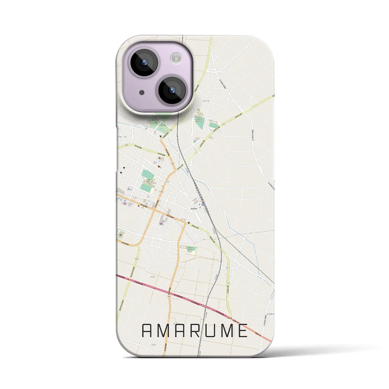 【余目(山形県)】地図柄iPhoneケース(バックカバータイプ)