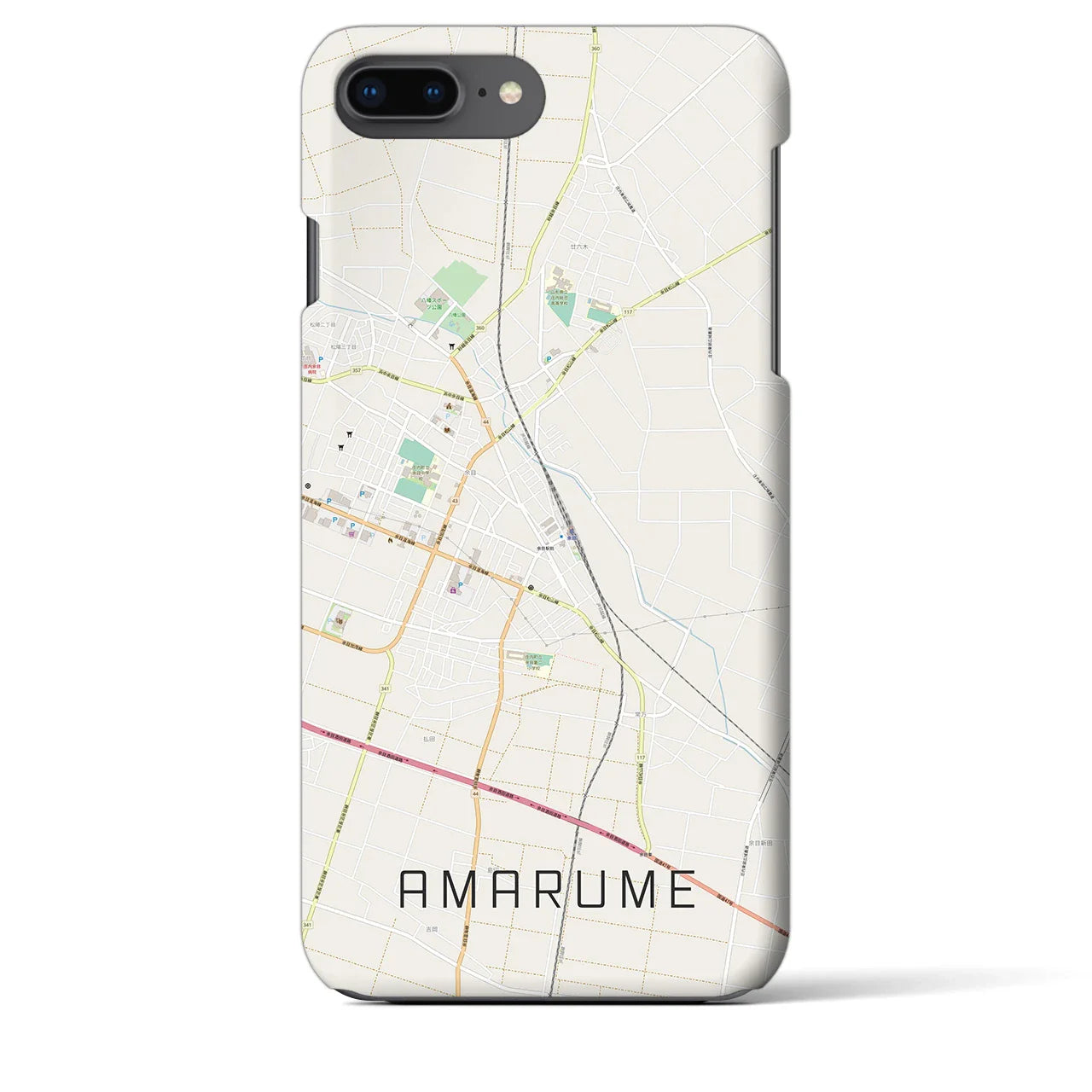 【余目(山形県)】地図柄iPhoneケース(バックカバータイプ)