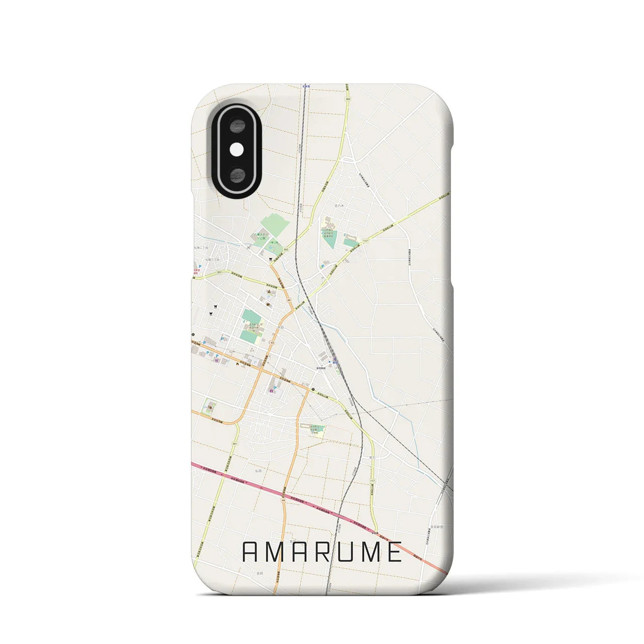 【余目(山形県)】地図柄iPhoneケース(バックカバータイプ)