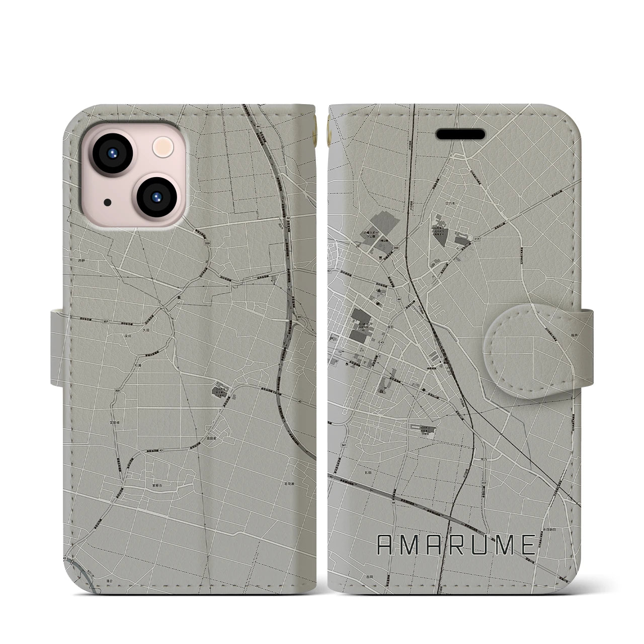 【余目(山形県)】地図柄iPhoneケース(手帳タイプ)