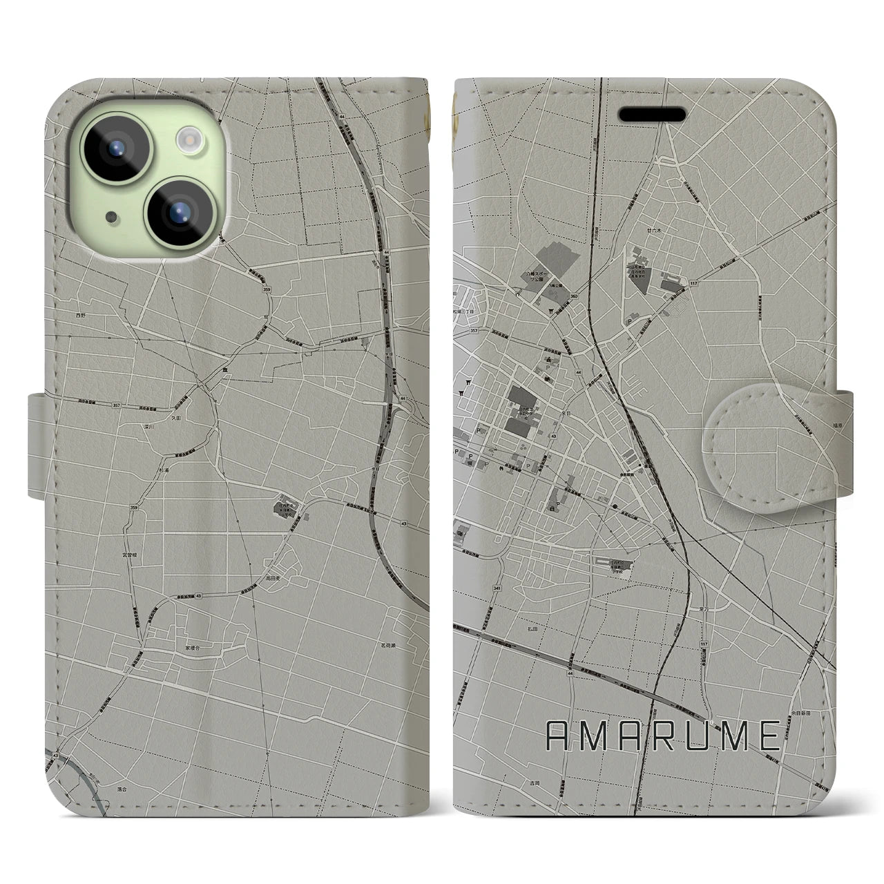 【余目(山形県)】地図柄iPhoneケース(手帳タイプ)