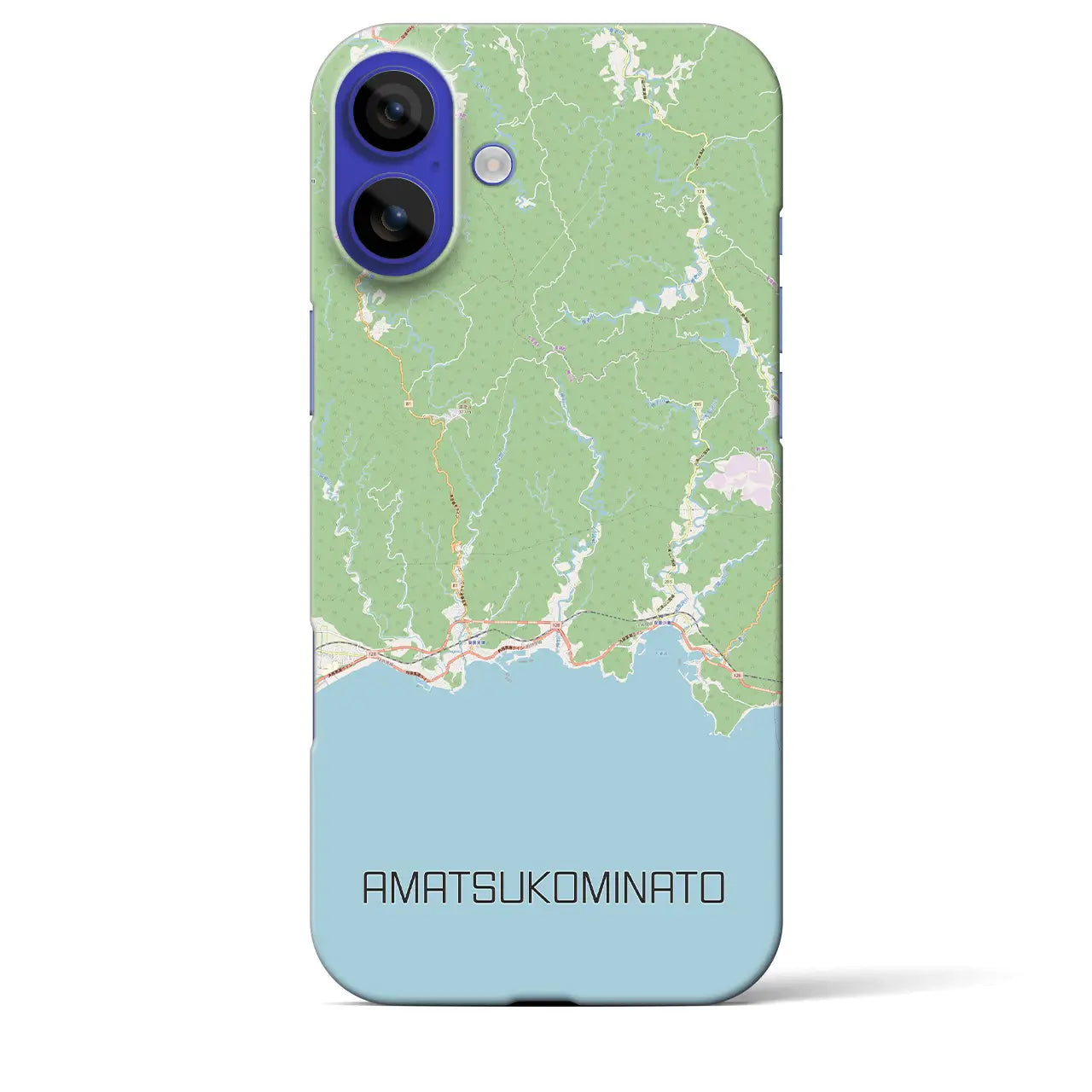 【天津小湊(千葉県)】地図柄iPhoneケース(バックカバータイプ)ブラック・iPhone 16 Pro Max 用