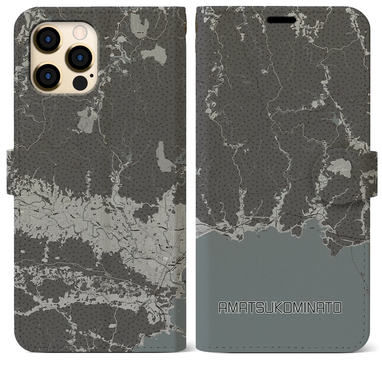 【天津小湊(千葉県)】地図柄iPhoneケース(手帳タイプ)