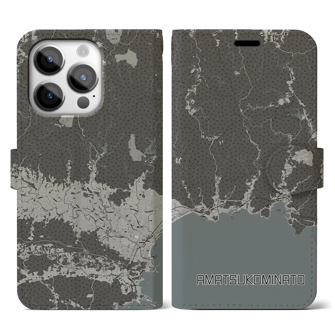 【天津小湊(千葉県)】地図柄iPhoneケース(手帳タイプ)