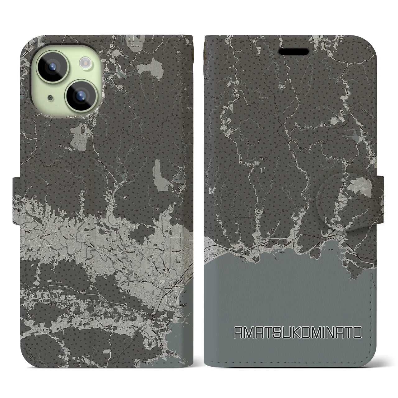 【天津小湊(千葉県)】地図柄iPhoneケース(手帳タイプ)