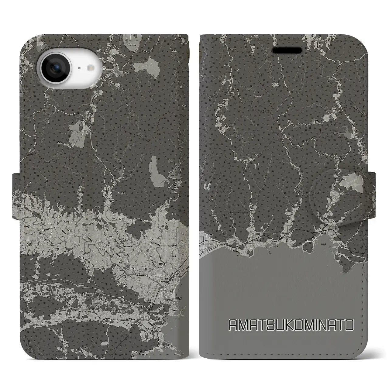 【天津小湊(千葉県)】地図柄iPhoneケース(手帳タイプ)