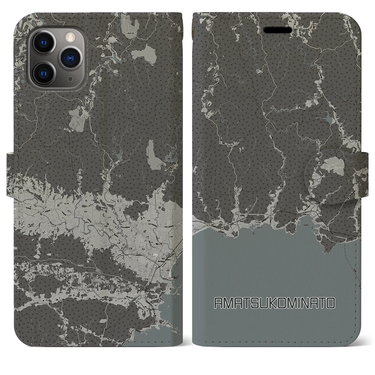 【天津小湊(千葉県)】地図柄iPhoneケース(手帳タイプ)