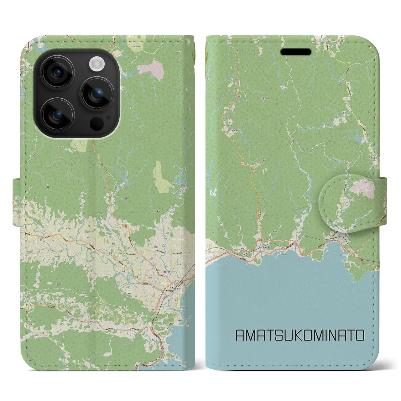 【天津小湊(千葉県)】地図柄iPhoneケース(手帳タイプ)ナチュラル・iPhone 16 用