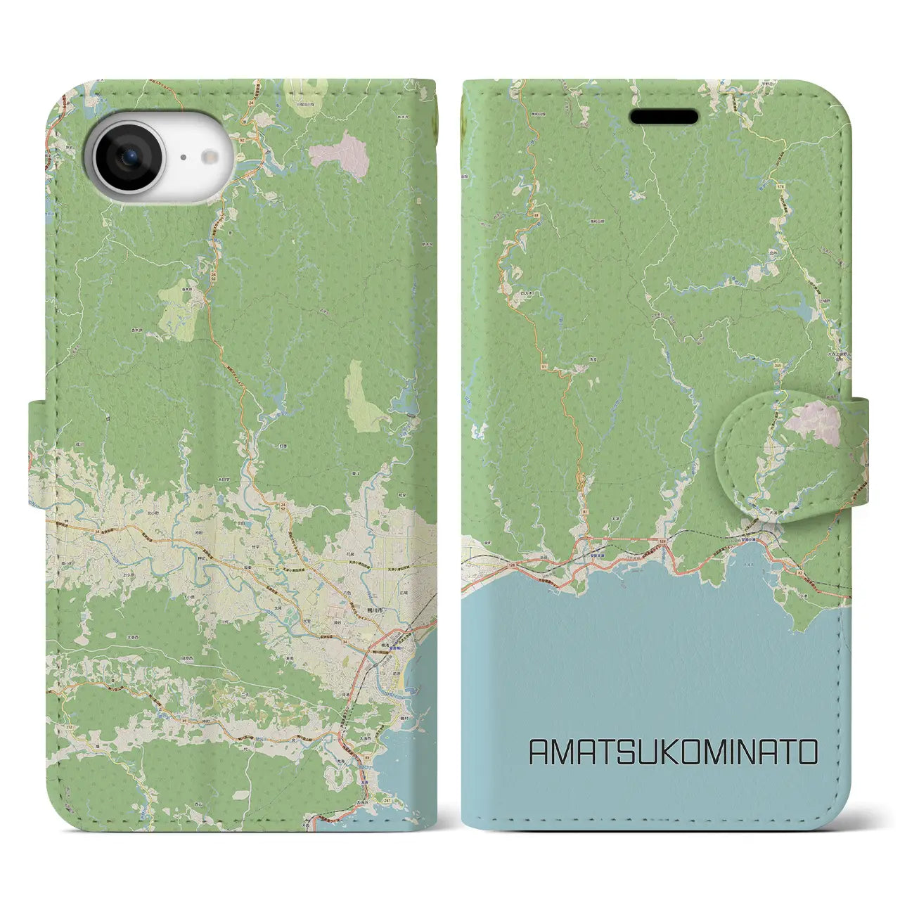 【天津小湊(千葉県)】地図柄iPhoneケース(手帳タイプ)