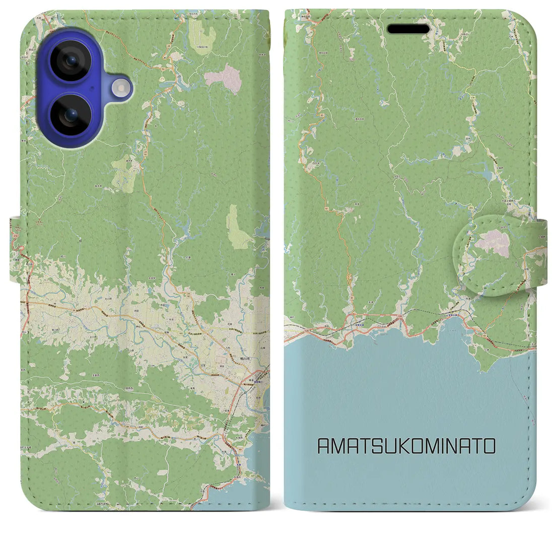 【天津小湊(千葉県)】地図柄iPhoneケース(手帳タイプ)ナチュラル・iPhone 16 Pro Max 用