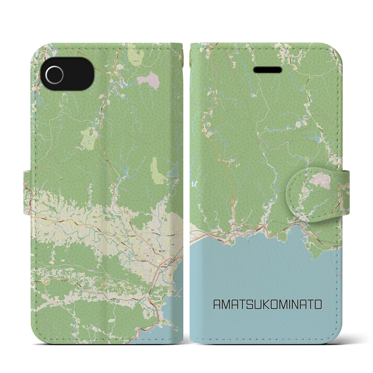 【天津小湊(千葉県)】地図柄iPhoneケース(手帳タイプ)