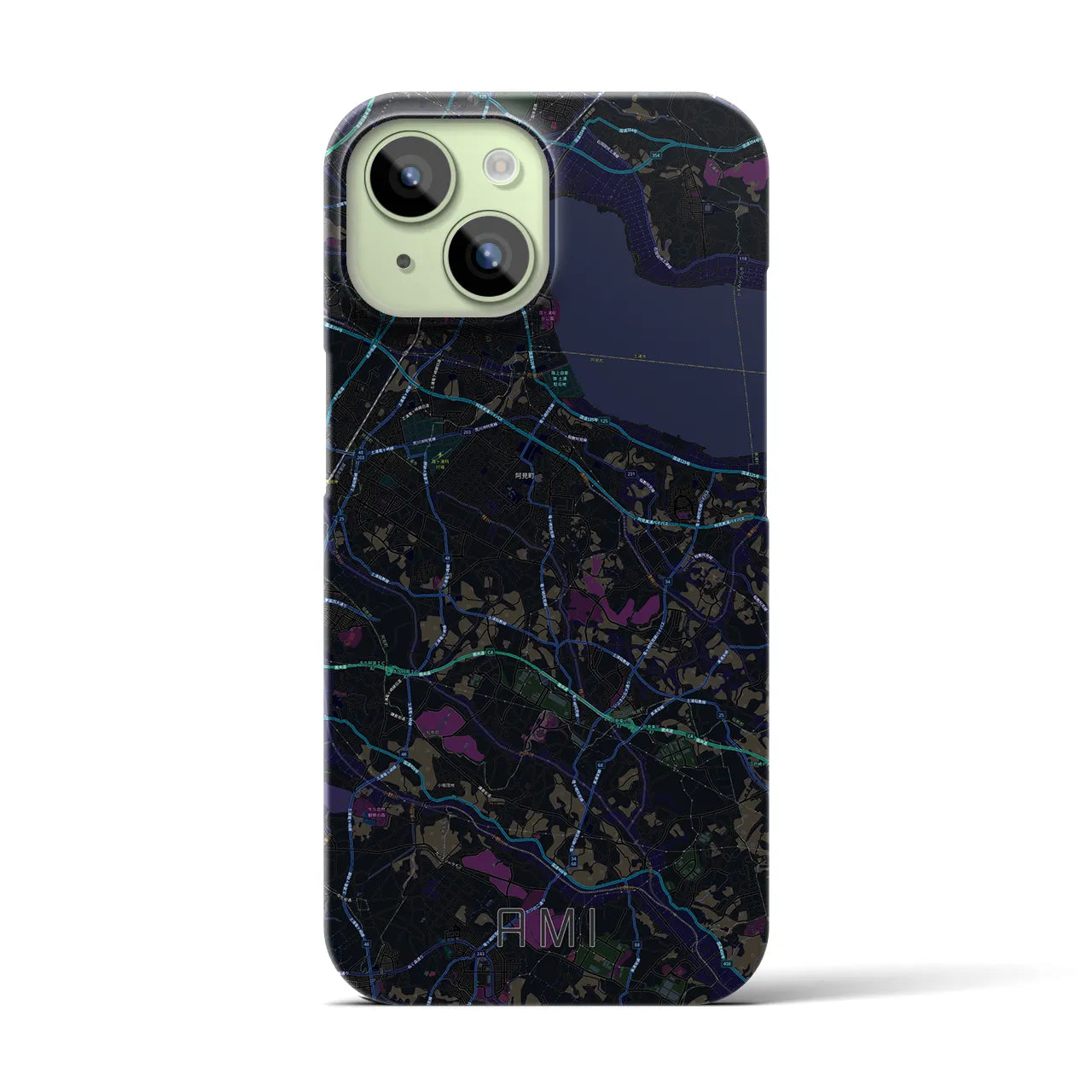 【阿見(茨城県)】地図柄iPhoneケース(バックカバータイプ)