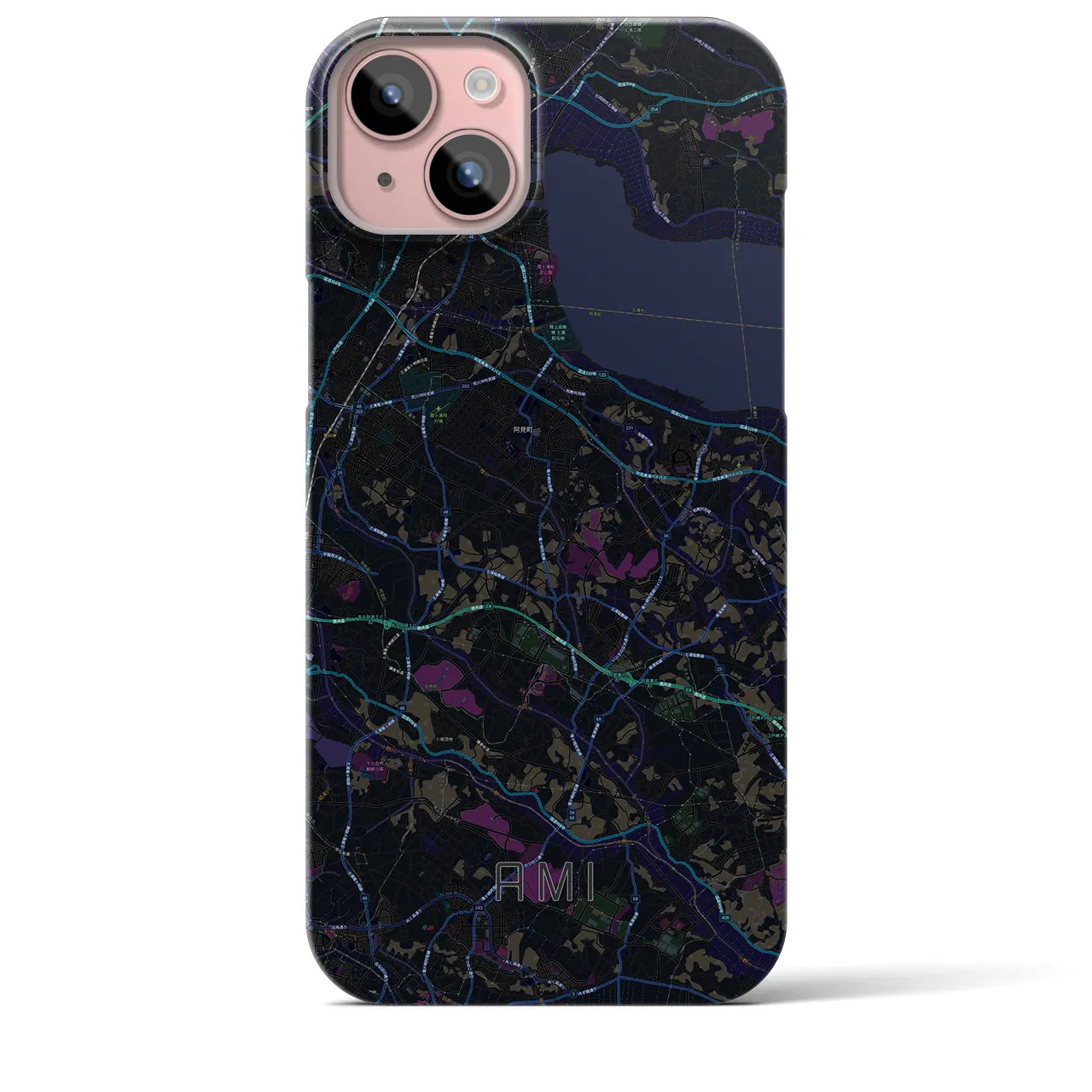 【阿見(茨城県)】地図柄iPhoneケース(バックカバータイプ)