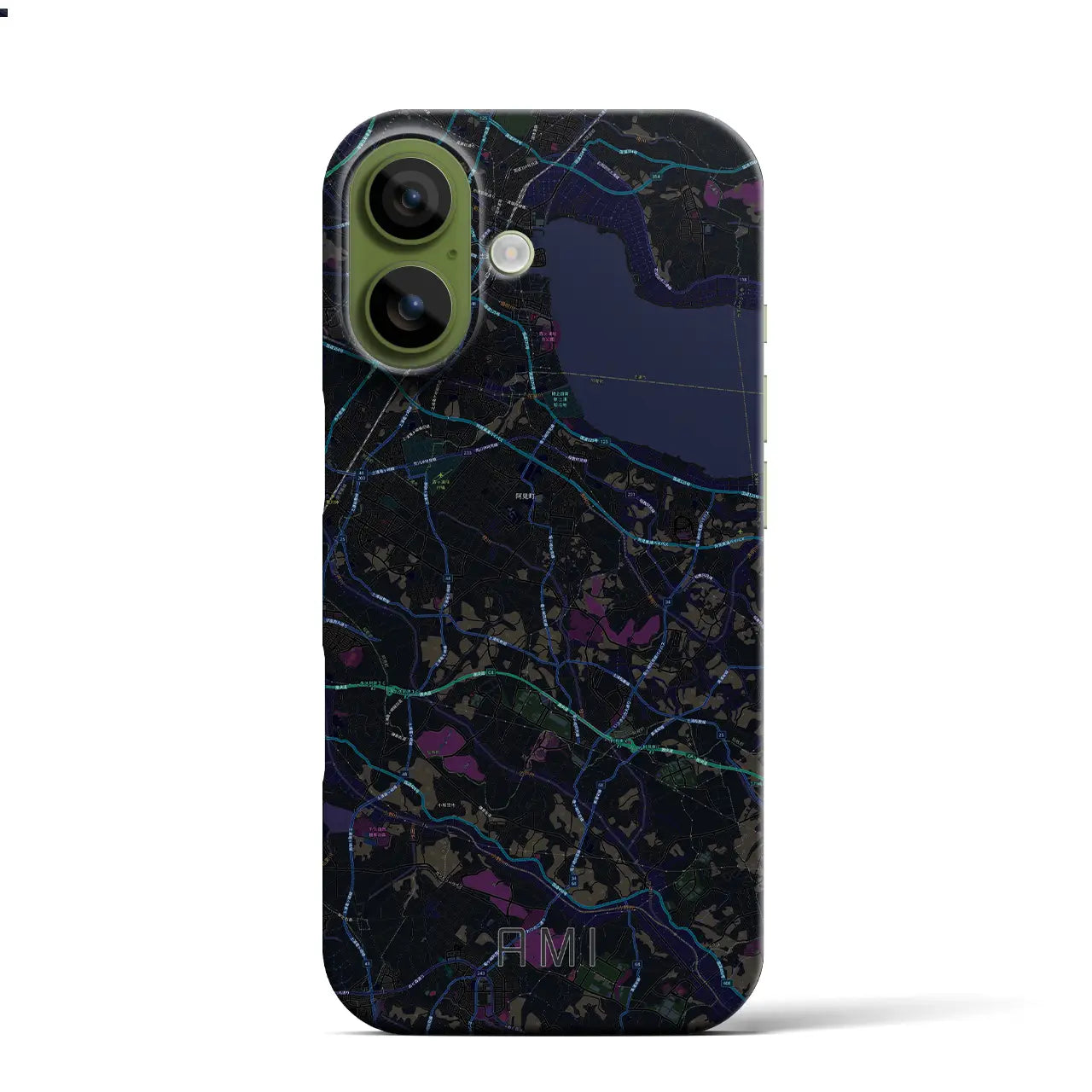 【阿見(茨城県)】地図柄iPhoneケース(バックカバータイプ)