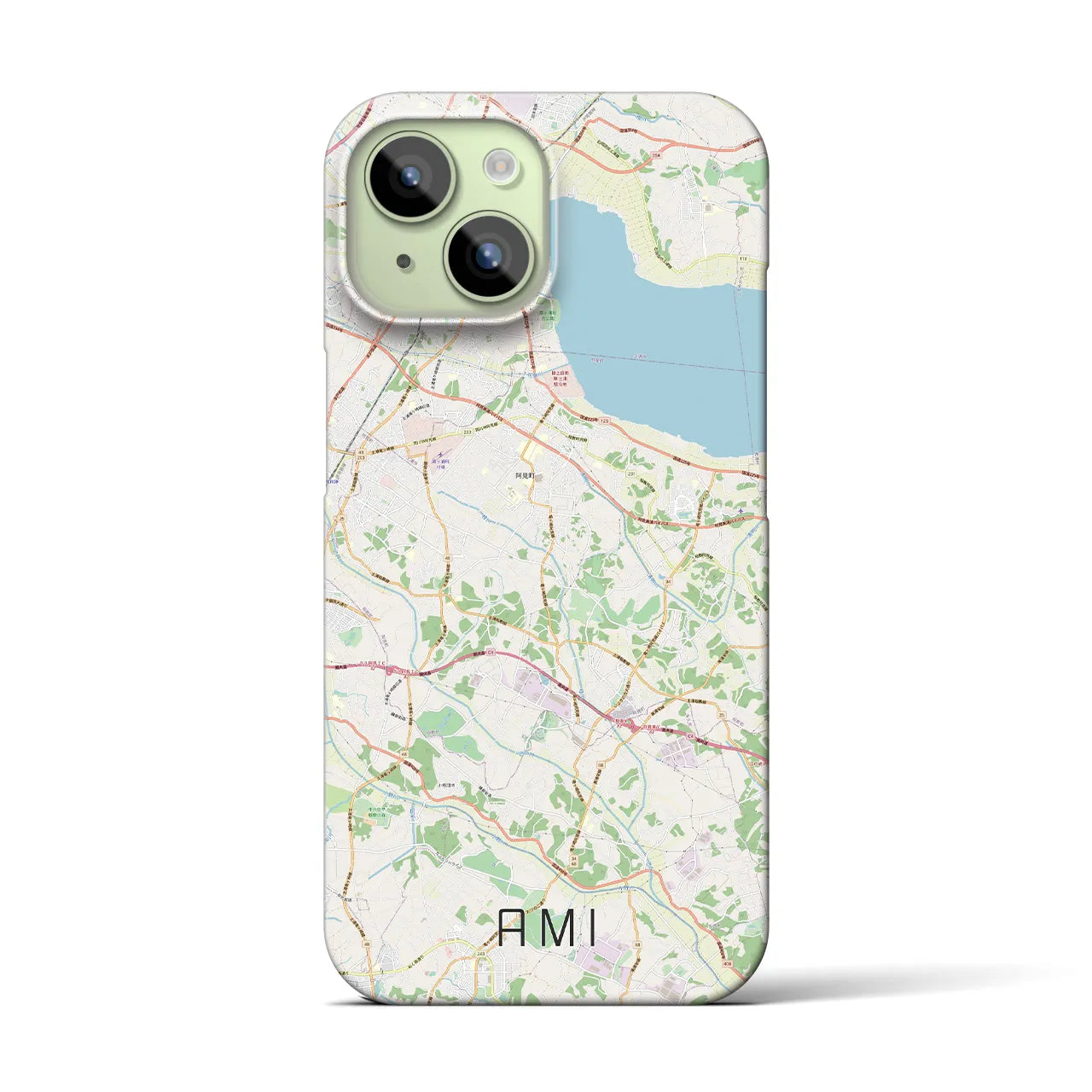 【阿見(茨城県)】地図柄iPhoneケース(バックカバータイプ)