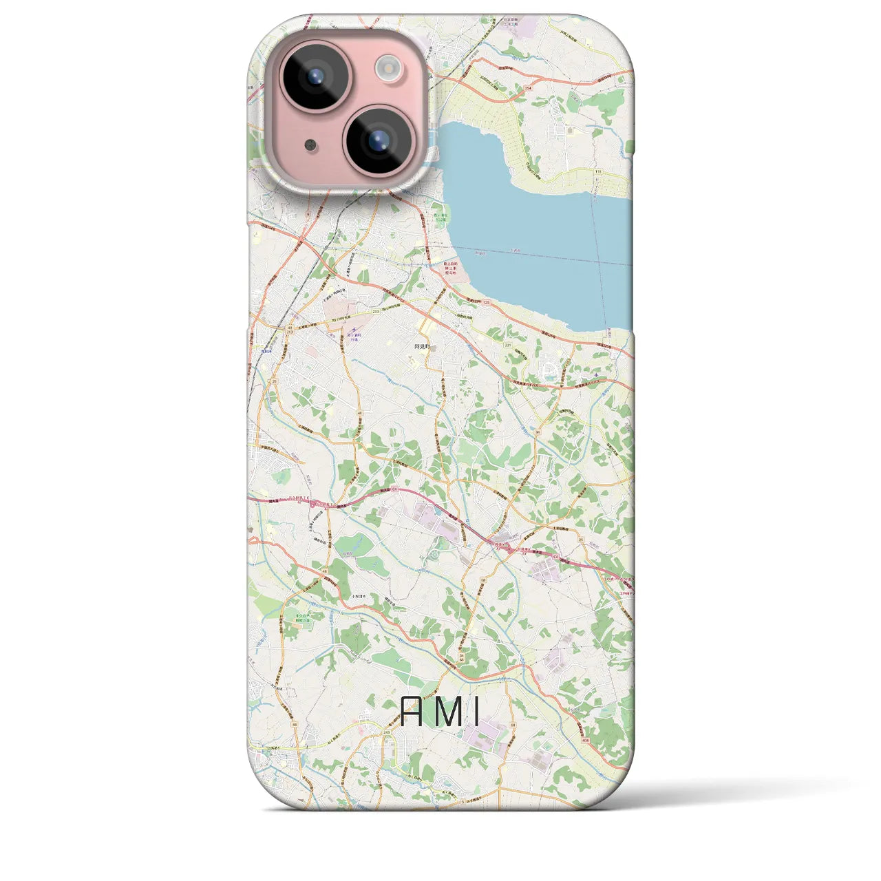 【阿見(茨城県)】地図柄iPhoneケース(バックカバータイプ)