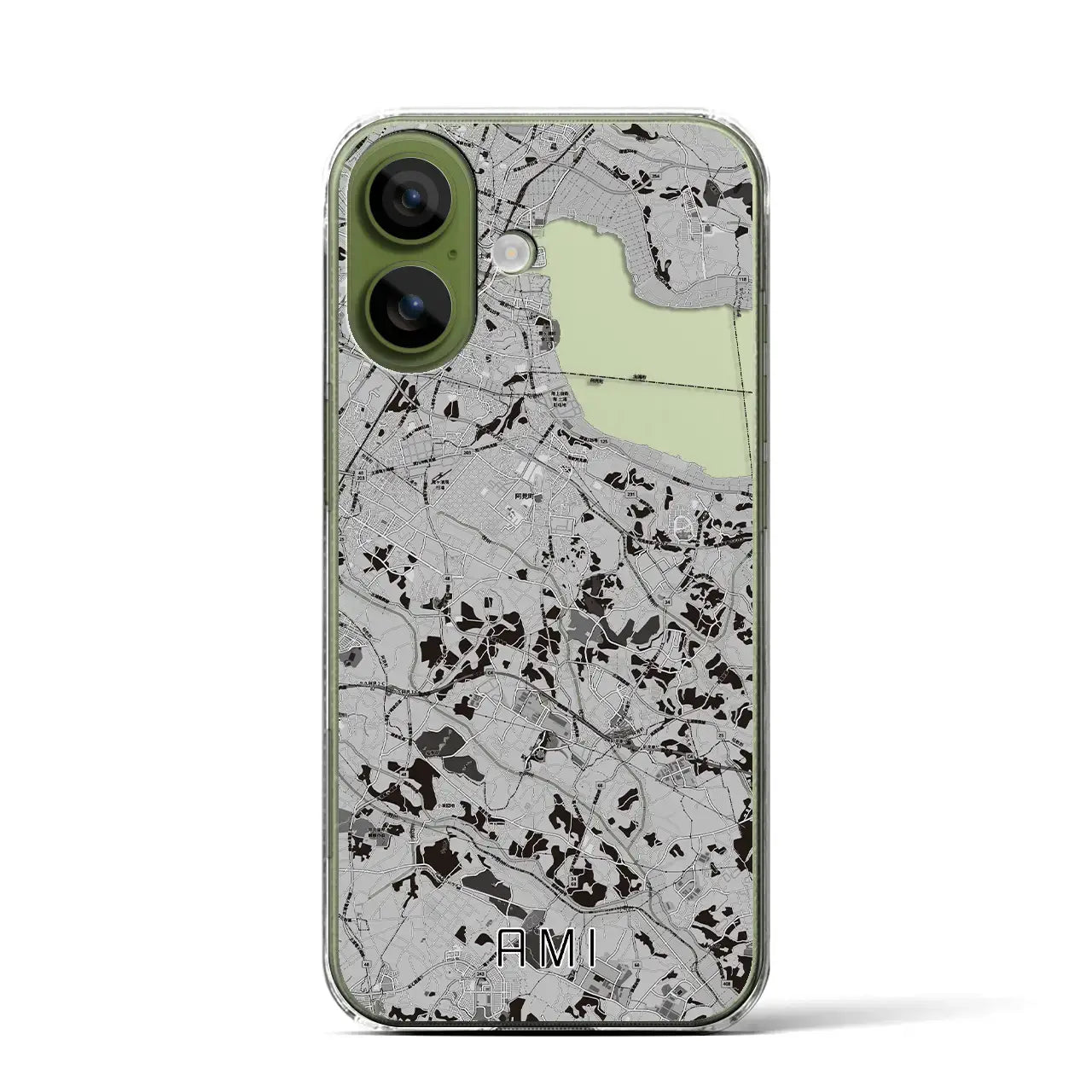 【阿見(茨城県)】地図柄iPhoneケース(クリアタイプ)モノトーン・iPhone 17 Pro Max 用