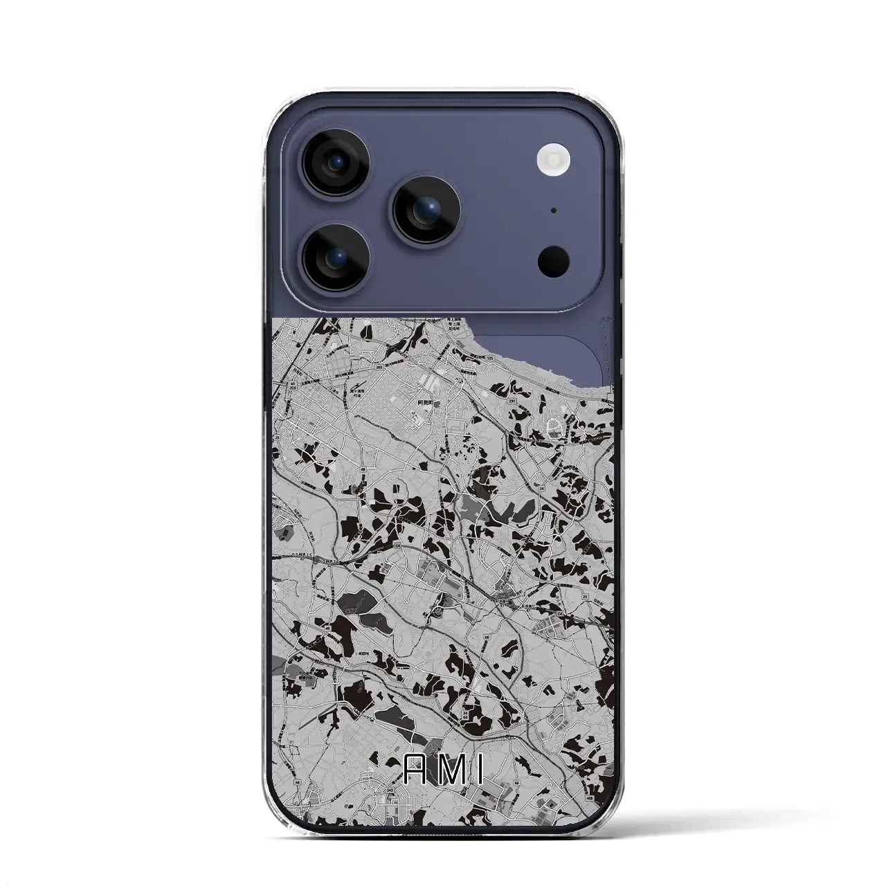 【阿見(茨城県)】地図柄iPhoneケース(クリアタイプ)モノトーン・iPhone 17 Pro Max 用