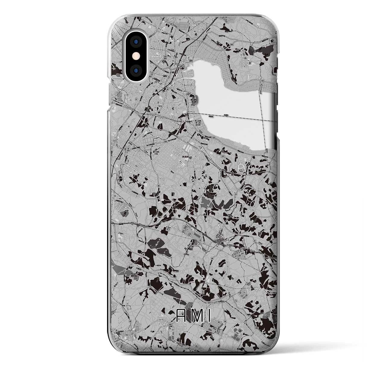 【阿見(茨城県)】地図柄iPhoneケース(クリアタイプ)モノトーン・iPhone XS Max 用