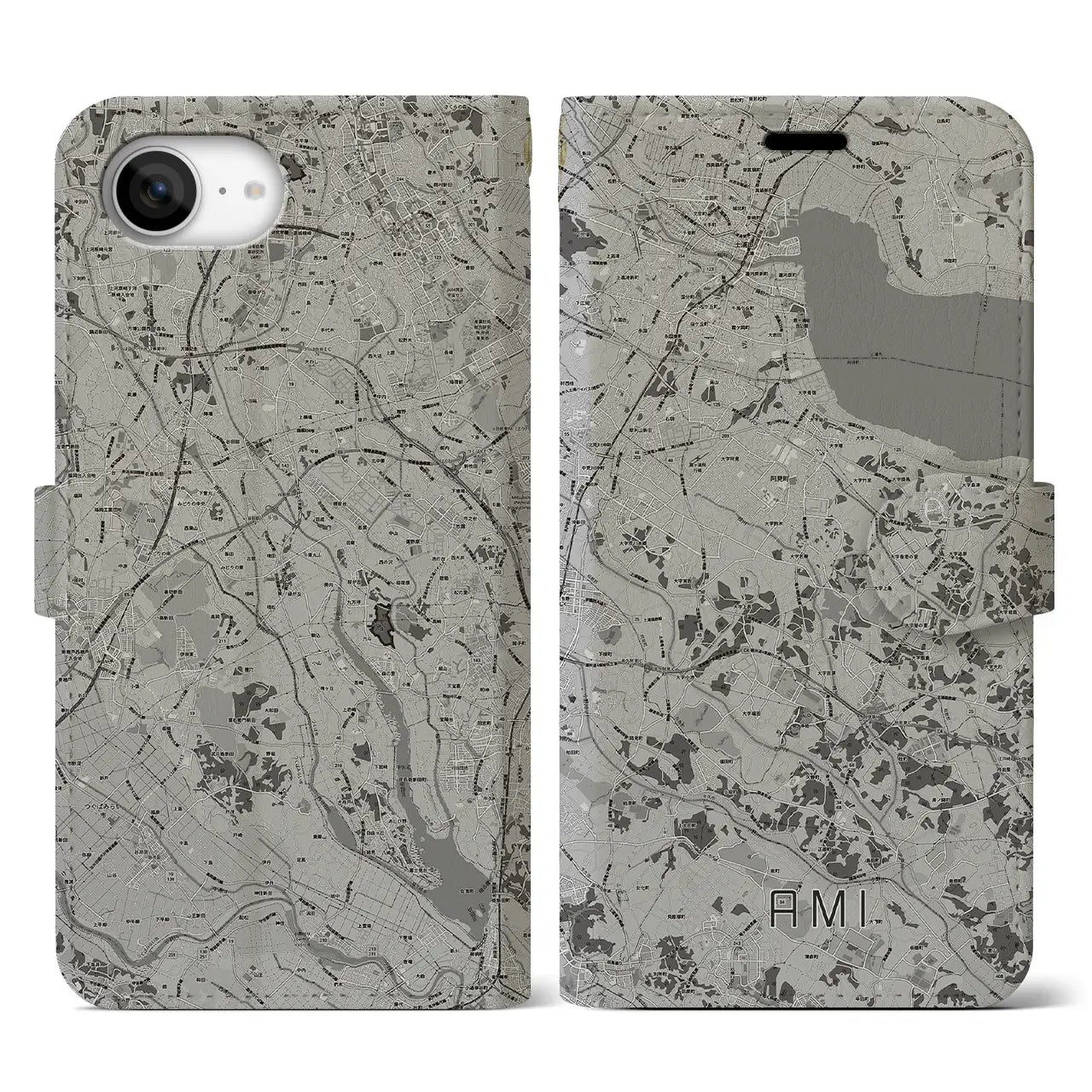 【阿見(茨城県)】地図柄iPhoneケース(手帳タイプ)