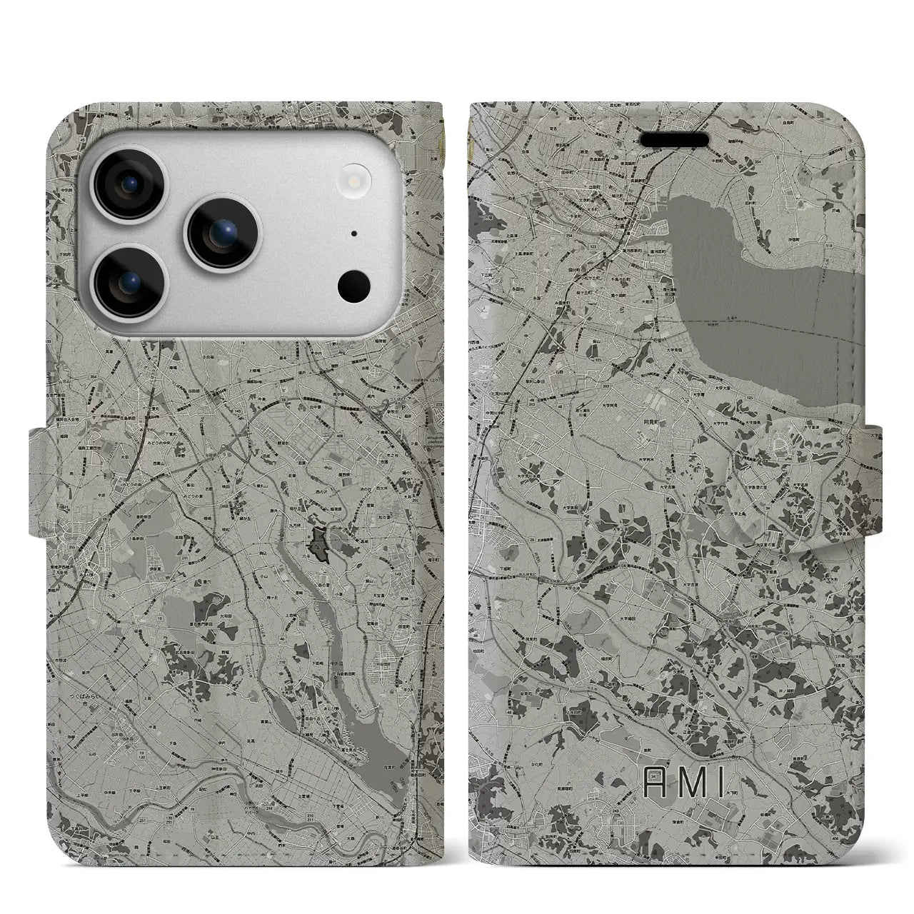 【阿見(茨城県)】地図柄iPhoneケース(手帳タイプ)