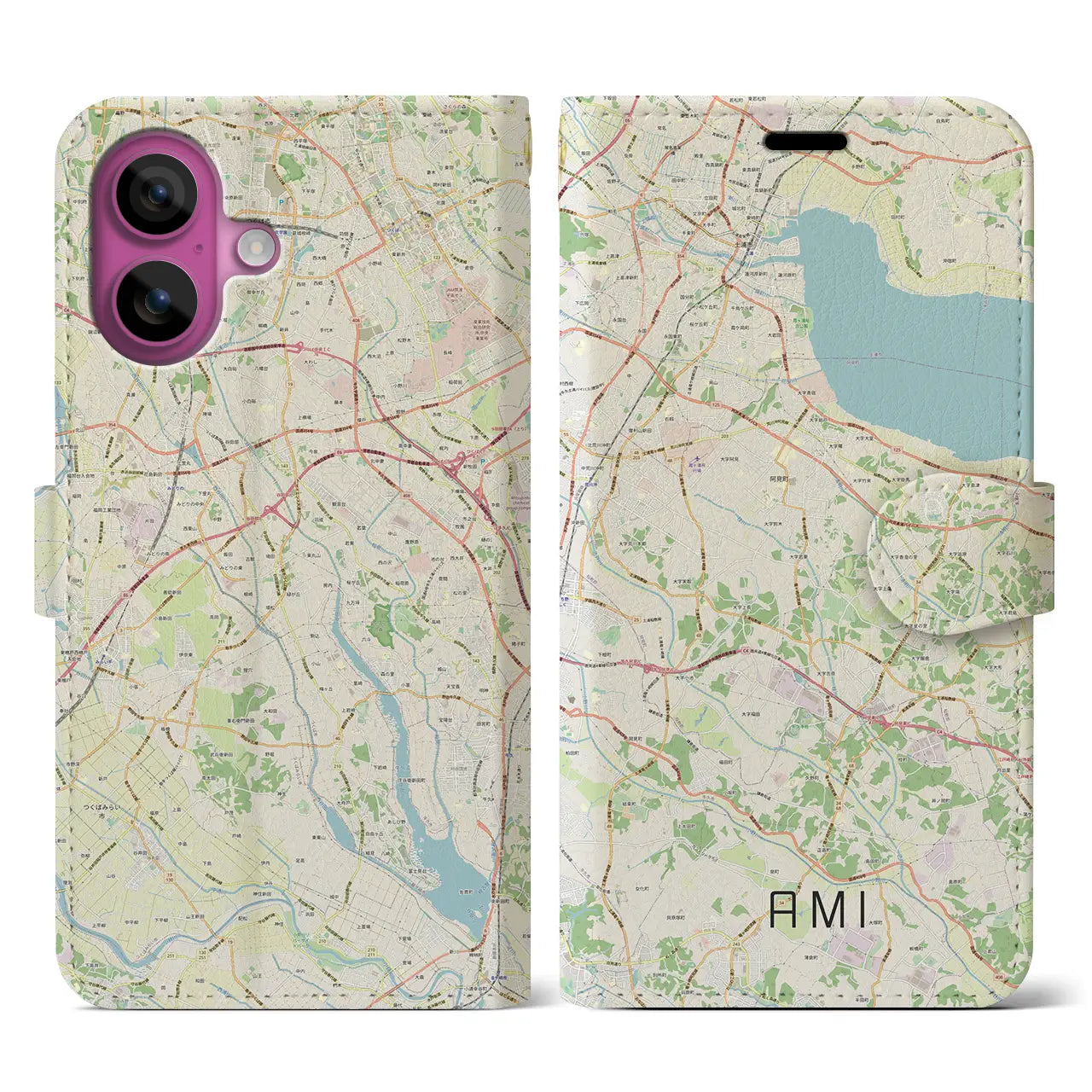 【阿見(茨城県)】地図柄iPhoneケース(手帳タイプ)